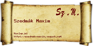 Szedmák Maxim névjegykártya